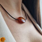 Cognac Amber Amulet Leather Necklace - Image 2
