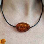 Cognac Amber Amulet Leather Necklace - Image 3