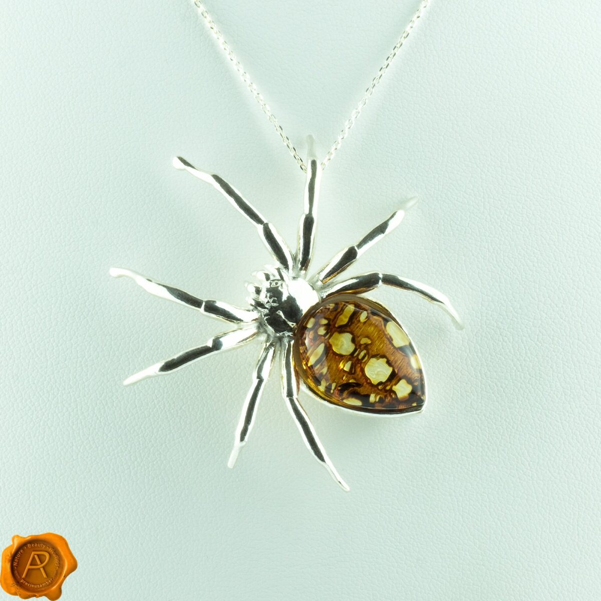 Carved Amber Spider Brooch/Pendant - Image 4