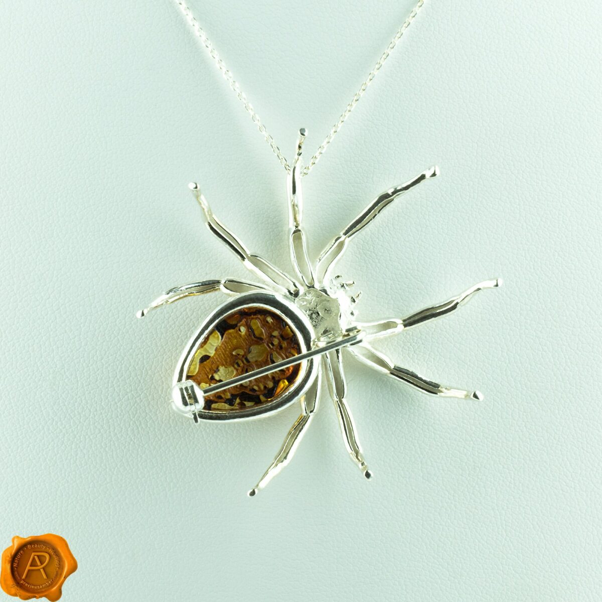Carved Amber Spider Brooch/Pendant - Image 5