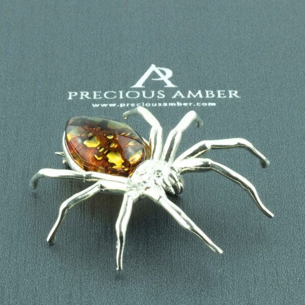 Carved Amber Spider Brooch/Pendant