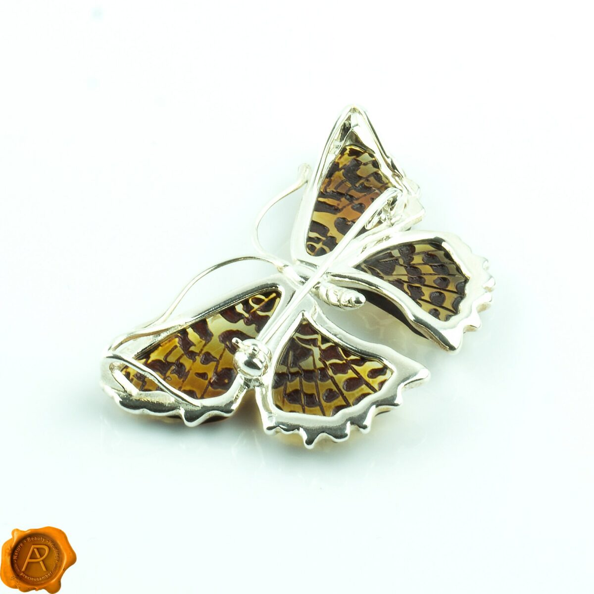 Carved Huge Amber Butterfly Brooch/Pendant - Image 6