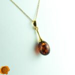 Classic Amber Olive Gold Pendant - Image 4
