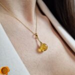 Classic Honey Amber Gold Sphere Pendant - Image 2