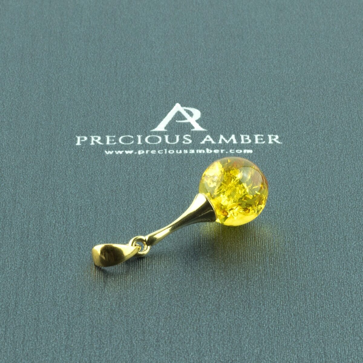 Classic Honey Amber Gold Sphere Pendant - Image 1