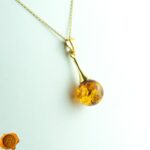 Classic Amber Sphere Gold Pendant - Image 3