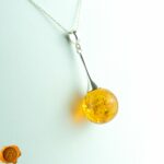 Classic Amber Silver Sphere Pendant - Image 3