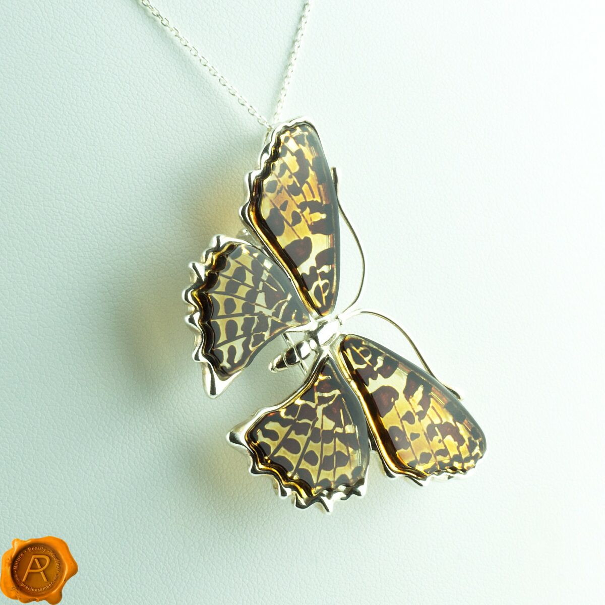 Carved Huge Amber Butterfly Brooch/Pendant - Image 4
