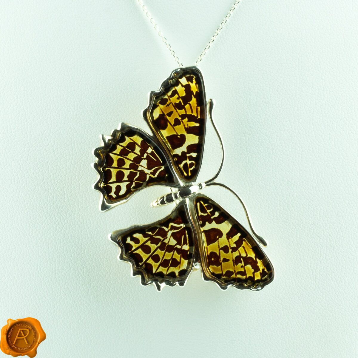 Carved Huge Amber Butterfly Brooch/Pendant - Image 5
