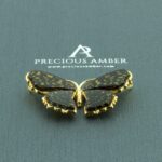 Carved Amber Gold Leopard Butterfly