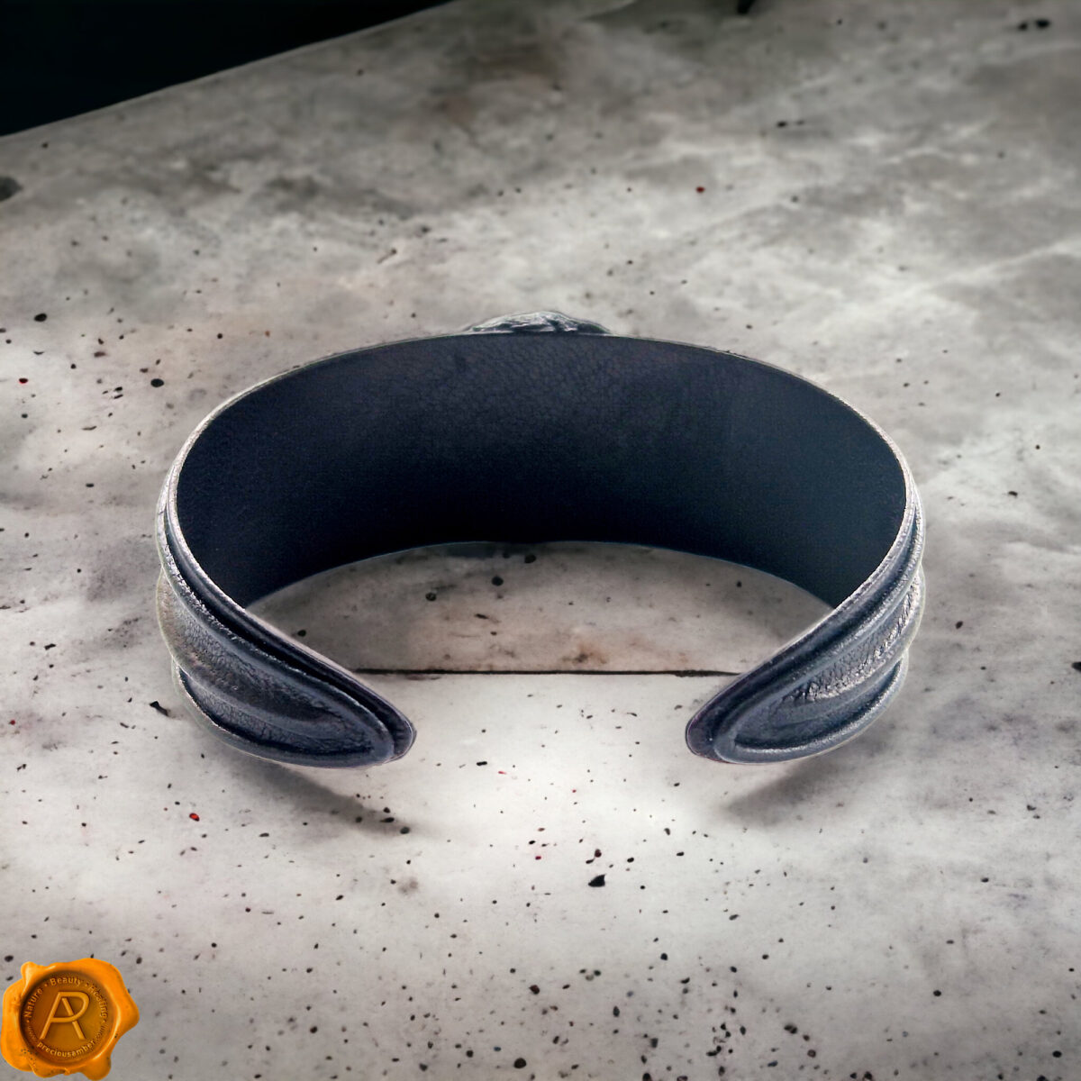White Amber Leather Bracelet - Image 4