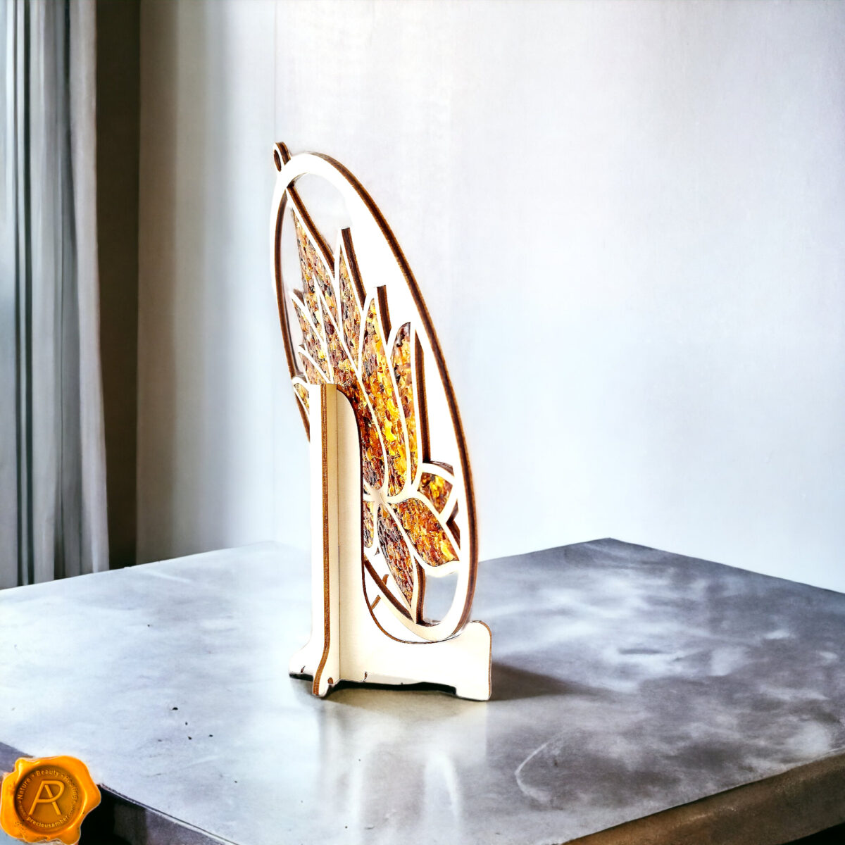 Amber Lotus Flower Ornament 20 x 20cm - Image 3