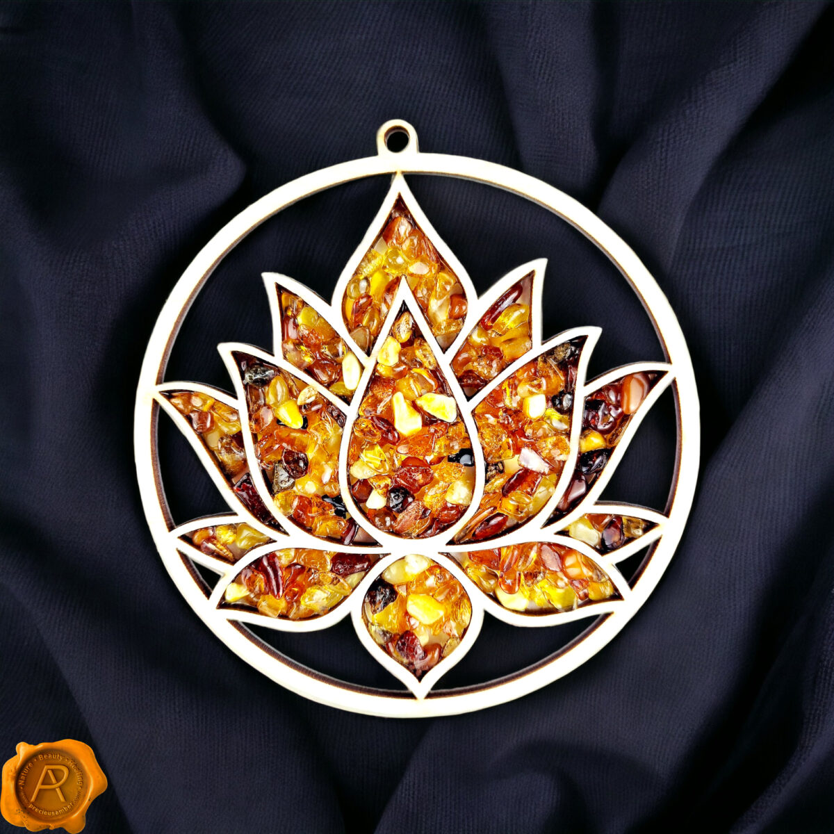Amber Lotus Flower Ornament 20 x 20cm - Image 1