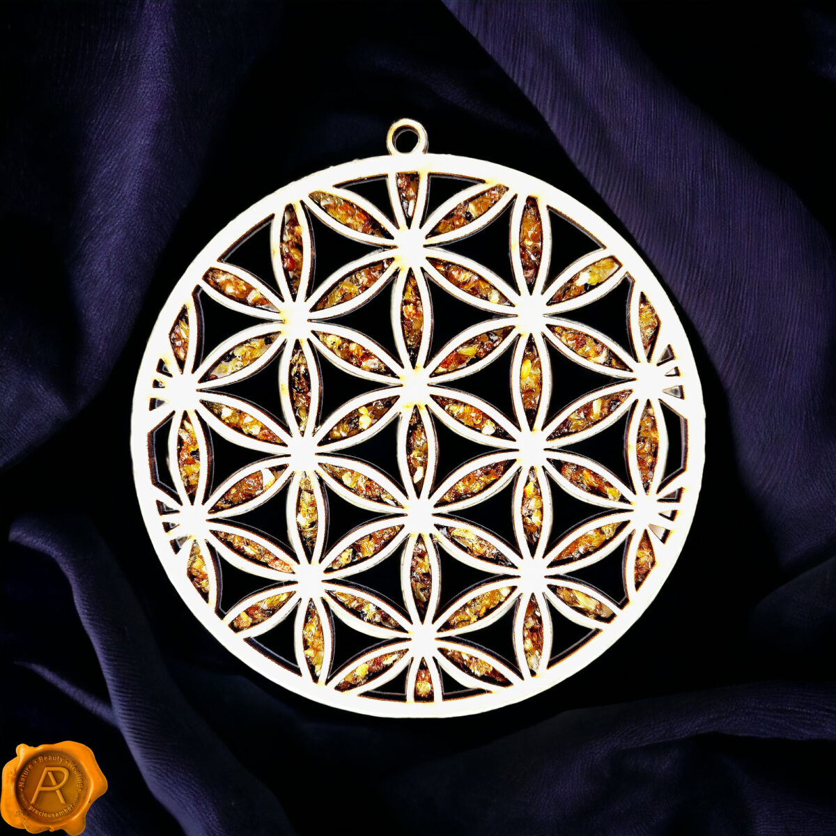 Amber Flower of Life Ornament 20x20cm - Image 1
