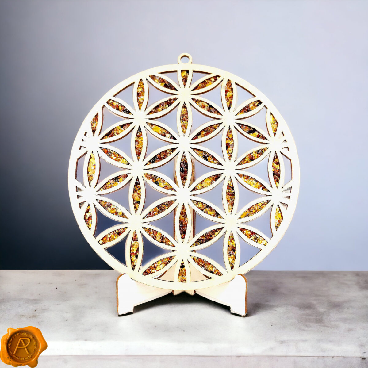 Amber Flower of Life Ornament 20x20cm - Image 2
