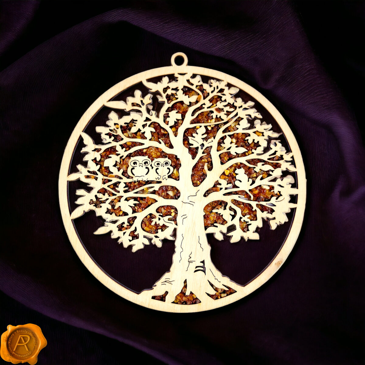 Owl Tree Amber Ornament 20 X 20cm - Image 1