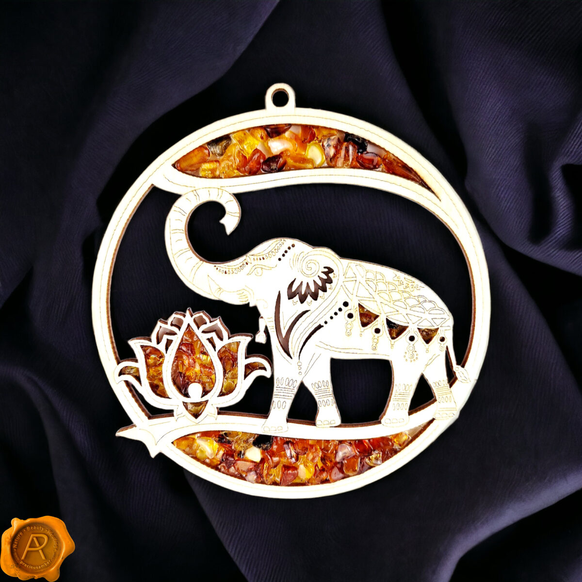 Magnetic Amber Elephant Ornament - Image 1