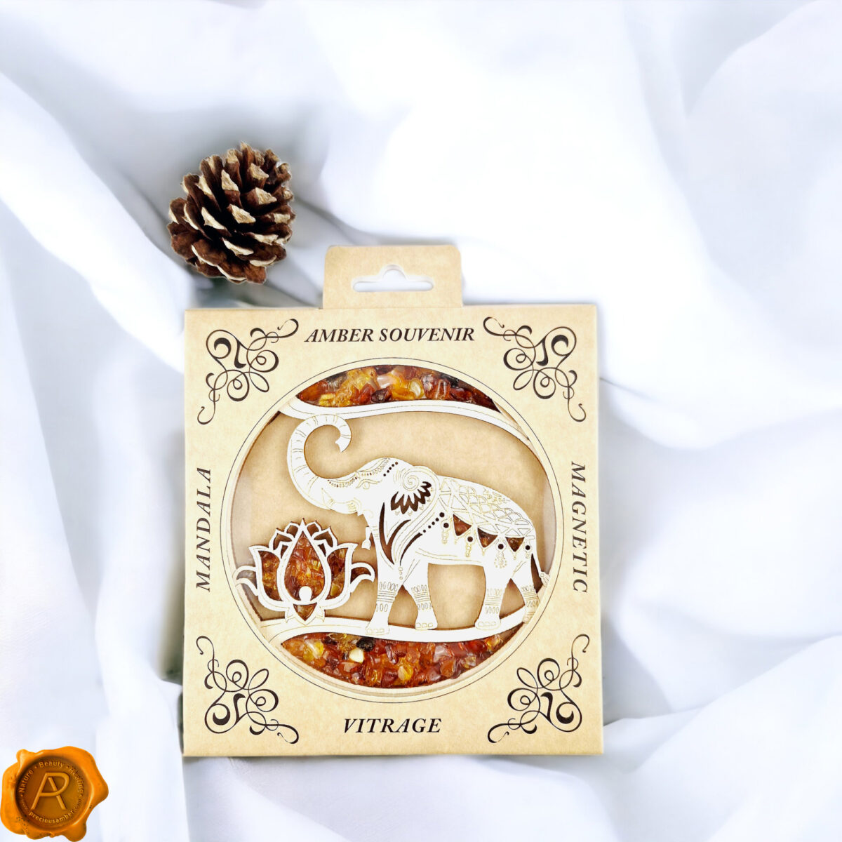 Magnetic Amber Elephant Ornament - Image 3