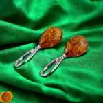 Honey Amber Teardrop Earrings - Image 5