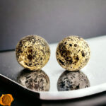 Rare Marble Amber Sphere Earrings 20mm - Image 5