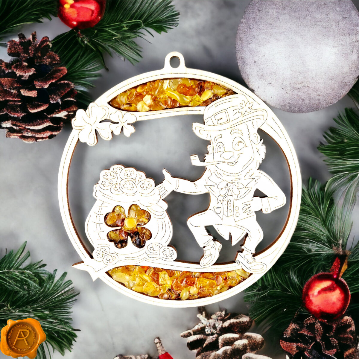 Magnetic Amber Leprechaun Ornament - Image 3