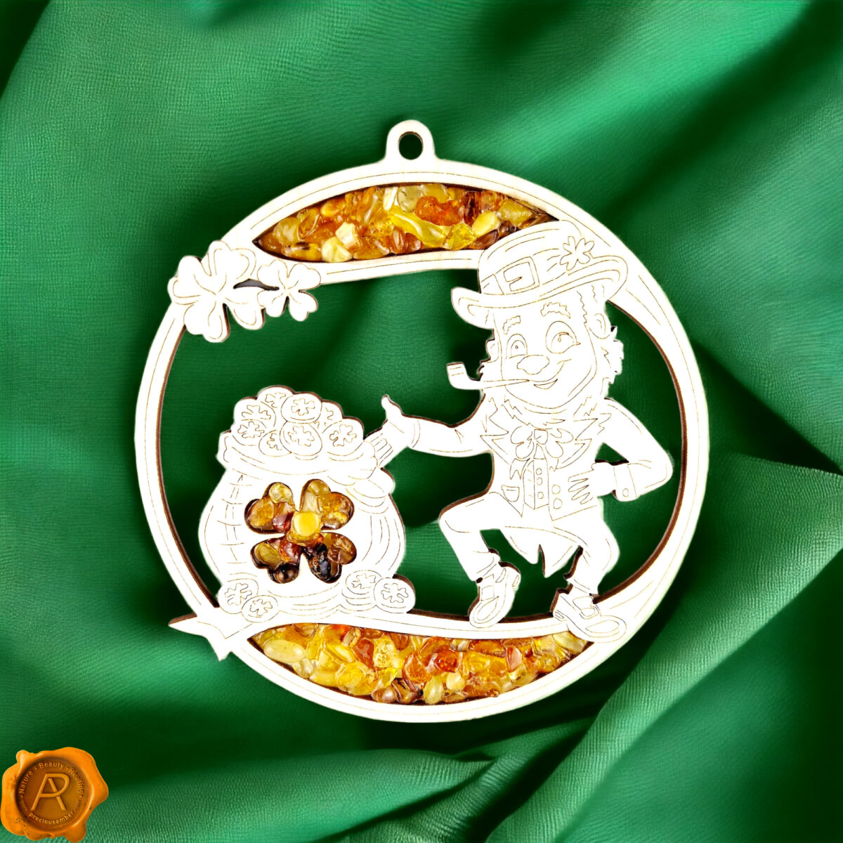 Magnetic Amber Leprechaun Ornament - Image 2