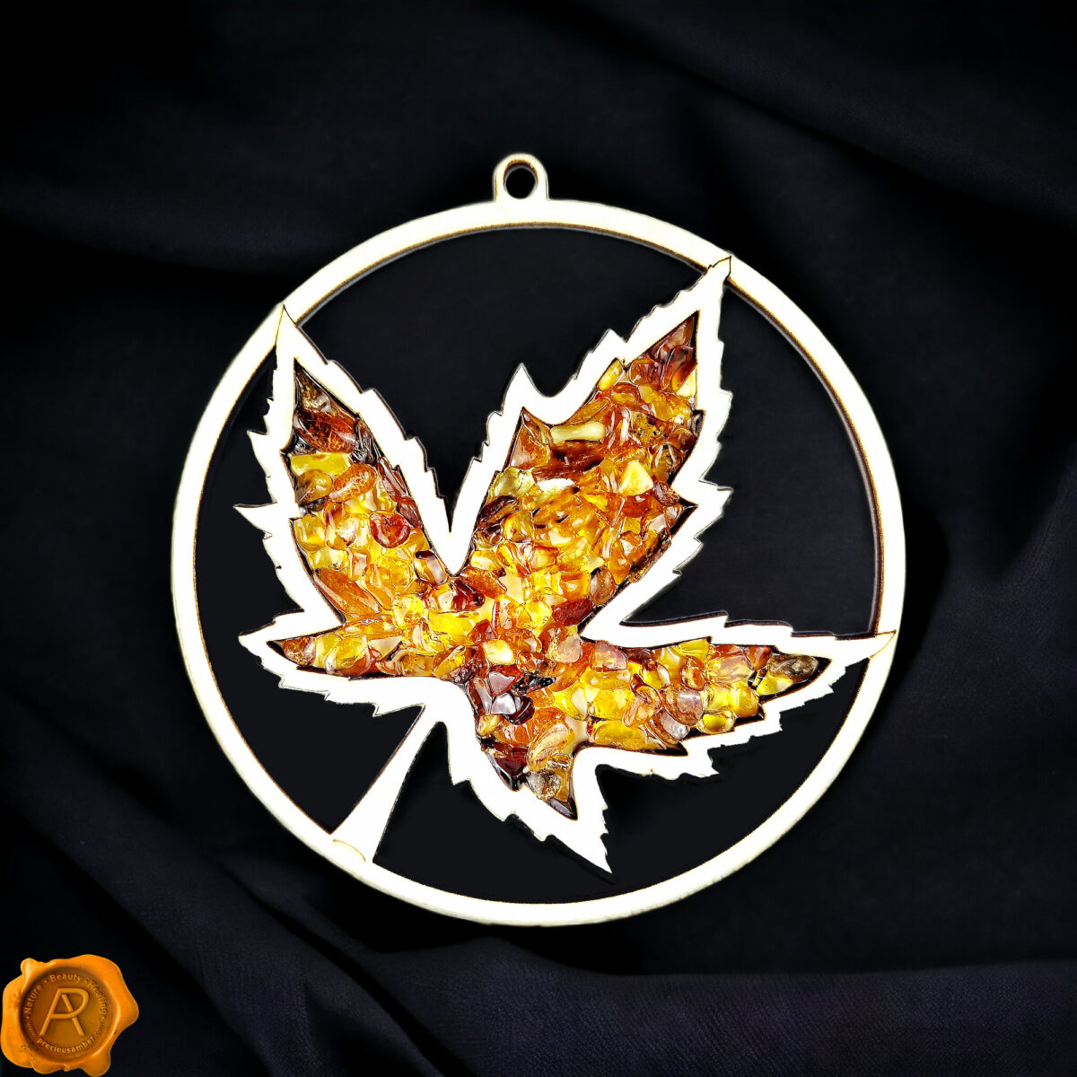 Magnetic Amber Leaf Ornament - Image 1