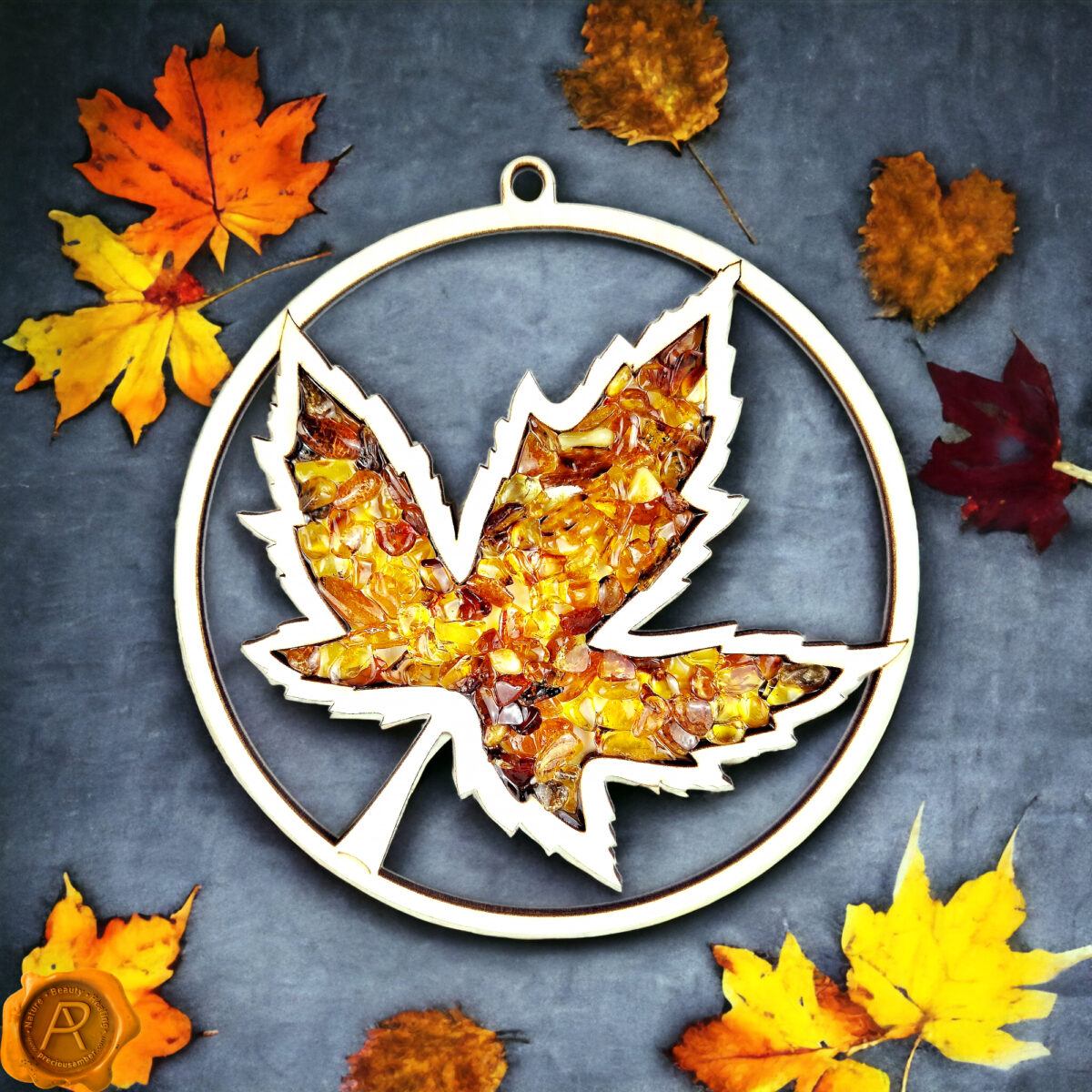 Magnetic Amber Leaf Ornament - Image 2