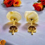 Carved White Amber Rose Gold Earrings - Image 2