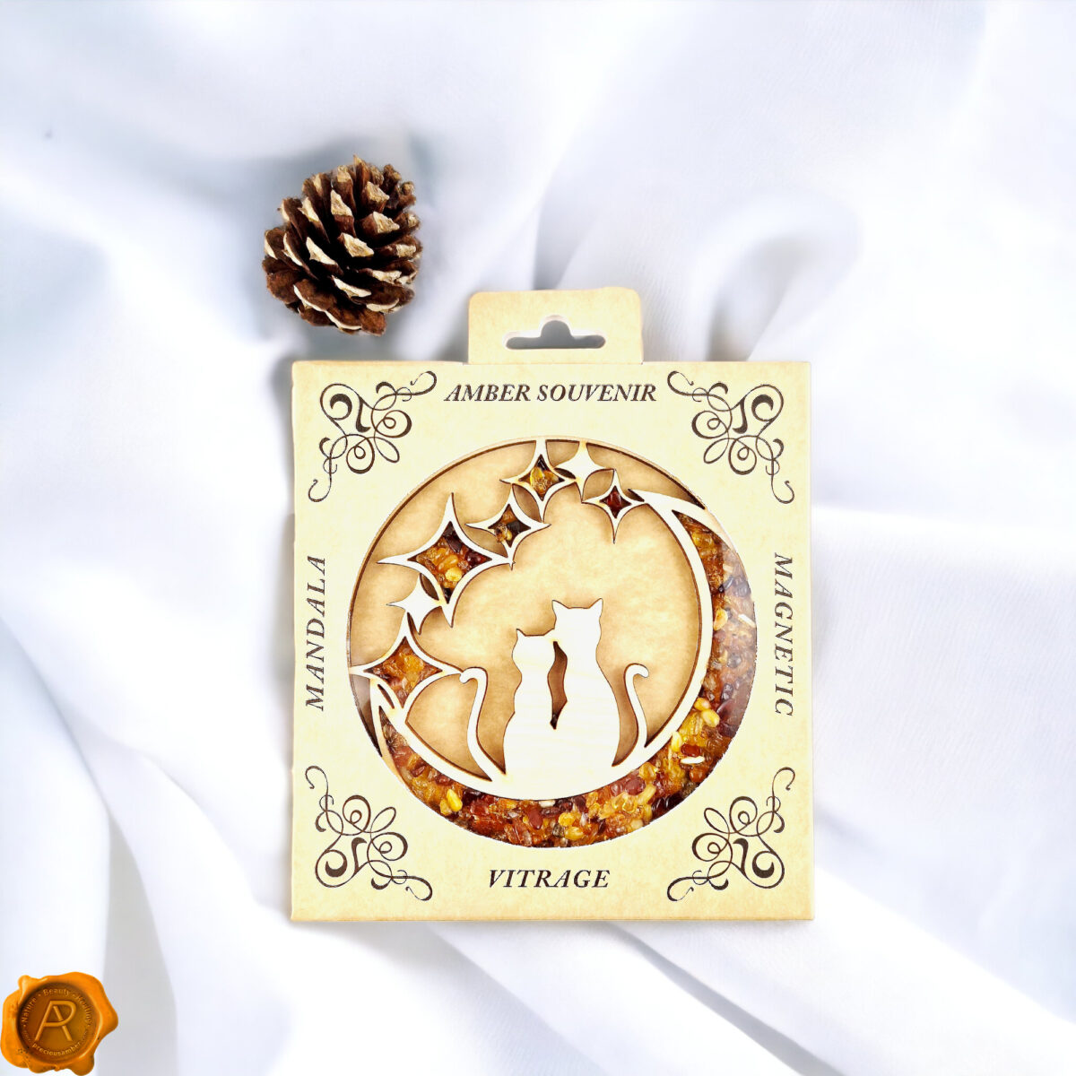 Magnetic Amber Cats on the Moon Ornament - Image 4