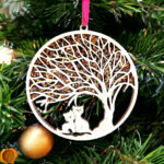 Magnetic Amber Cats Under Tree Ornament - Image 2