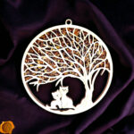 Magnetic Amber Cats Under Tree Ornament