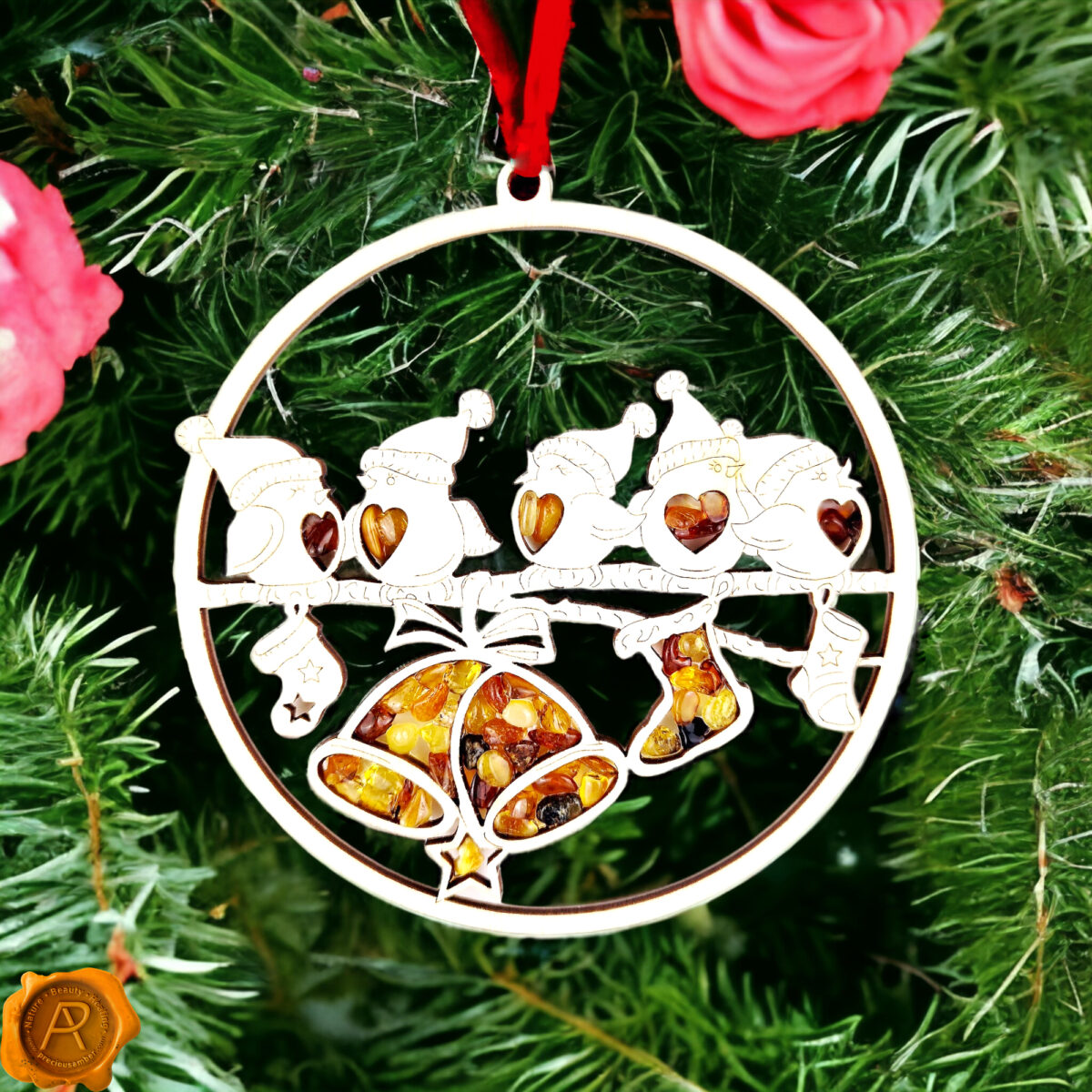 Magnetic Amber Robin Ornament - Image 2