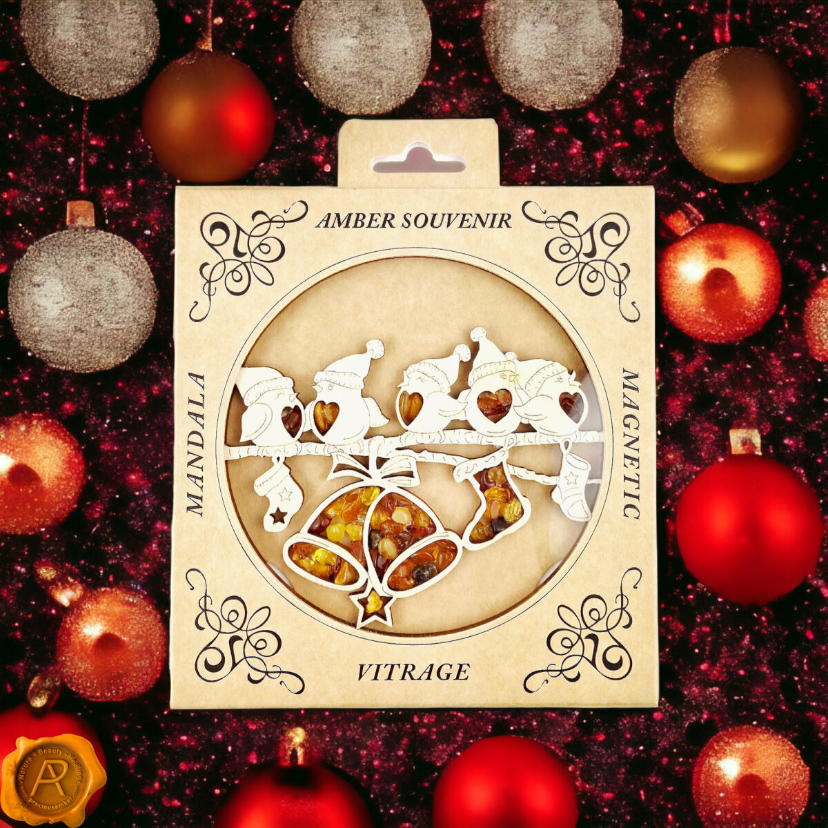 Magnetic Amber Robin Ornament - Image 3