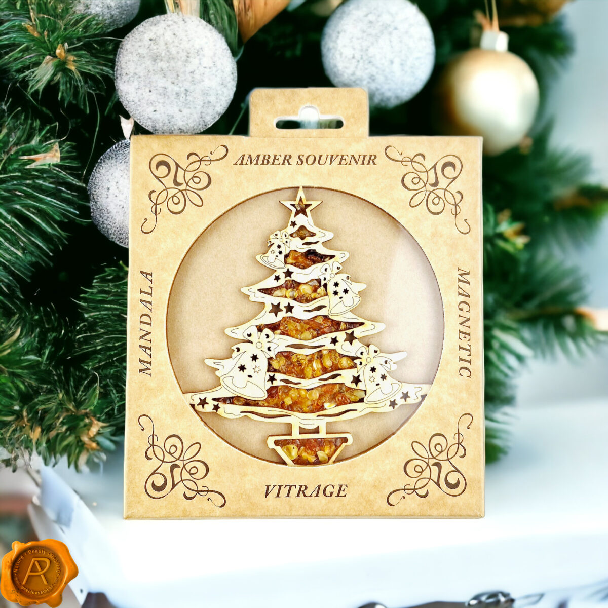 Magnetic Amber Christmas Tree Ornament - Image 3