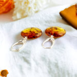 Flat Honey Amber Silver Earrings - Image 4