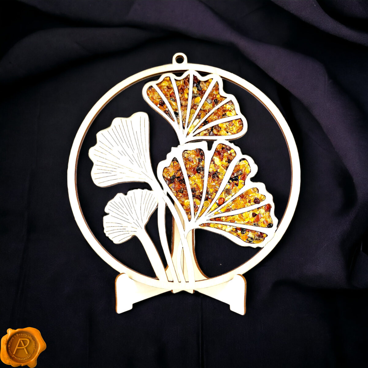 Amber Ginkgo Leaf Ornament 20 x 20cm - Image 1