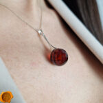 Luxurious Faceted Cherry Amber Pendant - Image 2