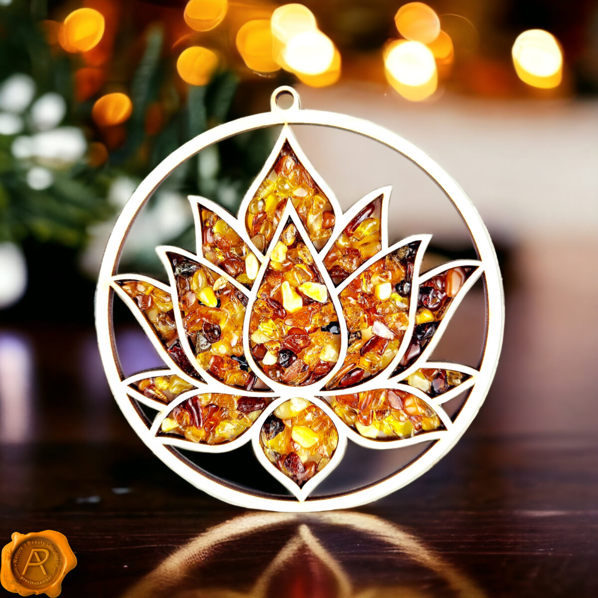 Magnetic Amber Lotus Flower Ornament - Image 2
