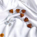 Amber Heart Silver Dangle Earrings - Image 4