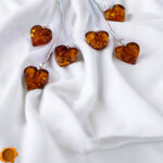 Amber Heart Silver Dangle Earrings - Image 2