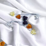 Amber Heart Silver Earrings - Image 3