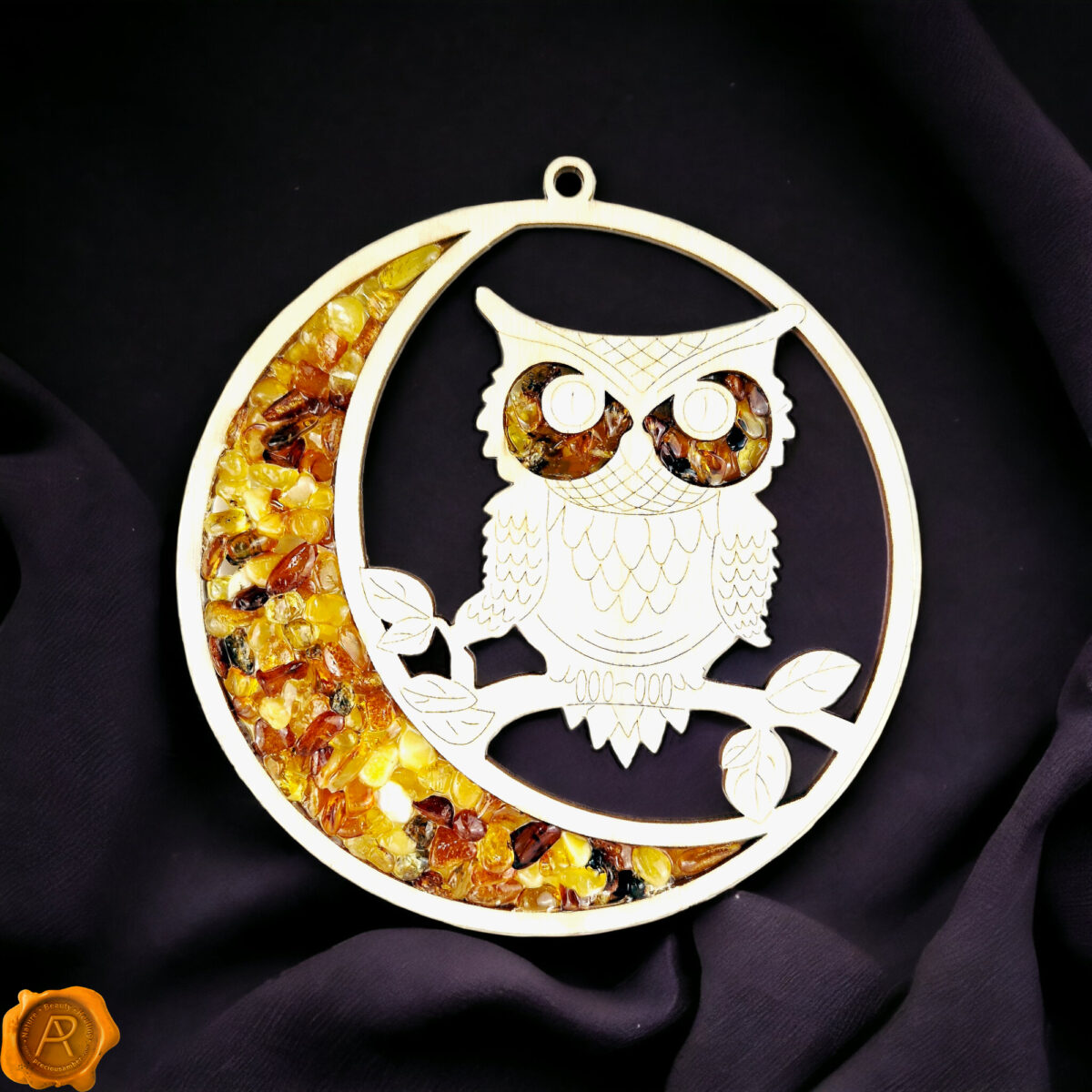 Magnetic Amber Owl On The Moon Ornament - Image 1