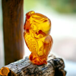 Carved Honey Amber Owl Figurine - Image 2
