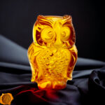 Carved Honey Amber Owl Figurine