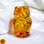 Carved Honey Amber Owl Figurine - Image 5