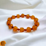Carved Rose Honey Amber Bracelet - Image 3