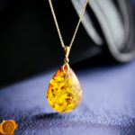 Luxurious Amber Gold Teardrop Pendant