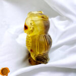 Carved Matte Amber Owl Statuette - Image 3