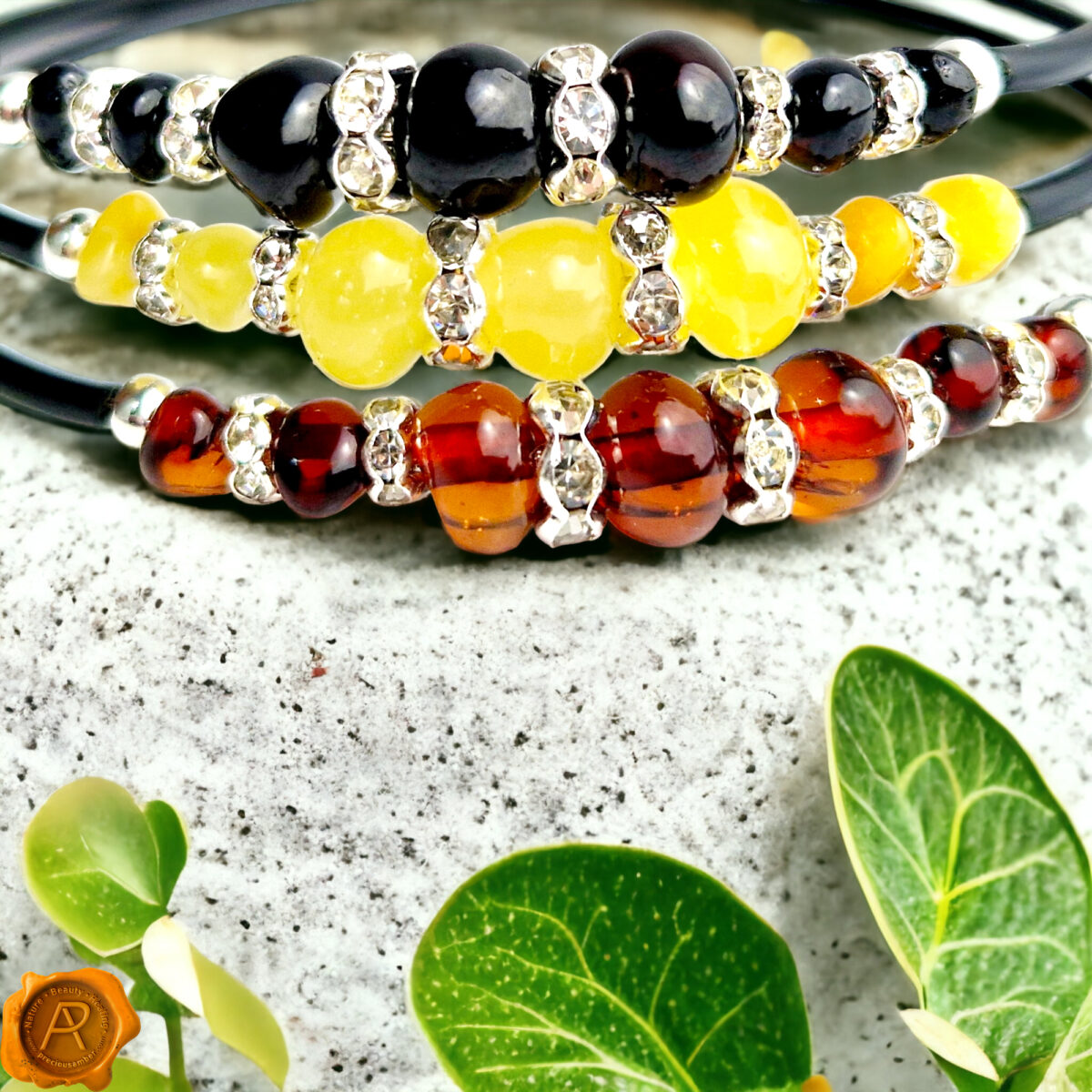 Memory Wire Rainbow Amber Bracelet - Image 3